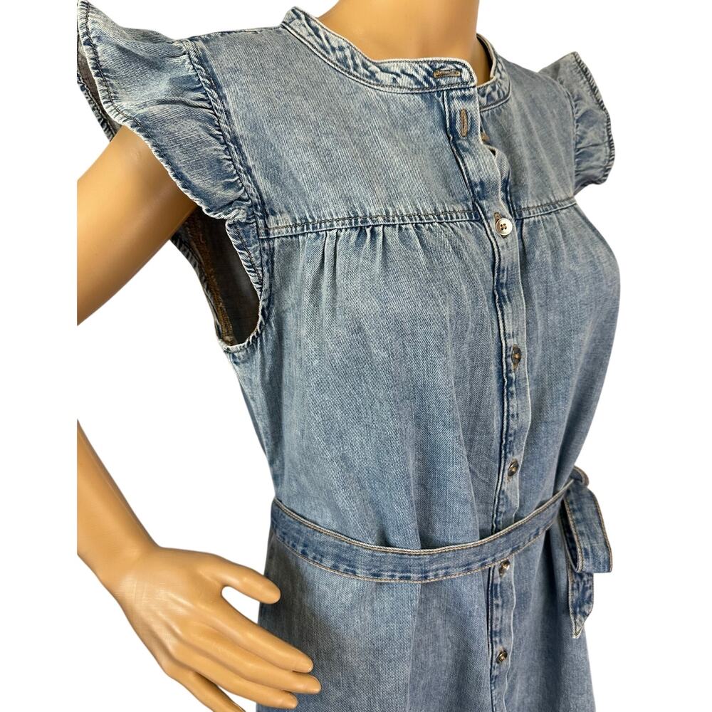 NWT J. Crew Ruffle Sleeve Denim Mini Dress English Blue Wash CK540 Size 12 - Picture 10 of 13